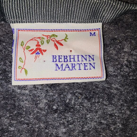 Vintage Bebhinn Marten Grey Cropped Tie Front Irish Wool Blend Cardigan Size M - Picture 6 of 11